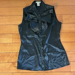 Y2K Vertigo Paris Black Satin Top XS